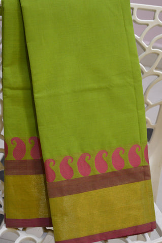 Vibrant Colour Cotton Saree with Paisley Border