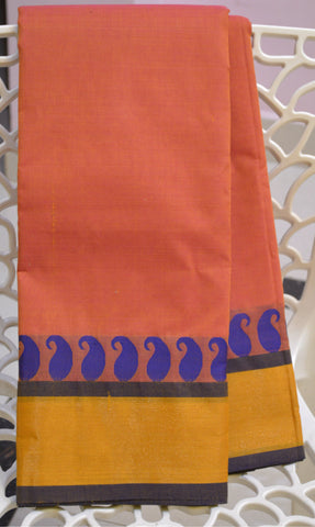 Vibrant Colour Cotton Saree with Paisley Border