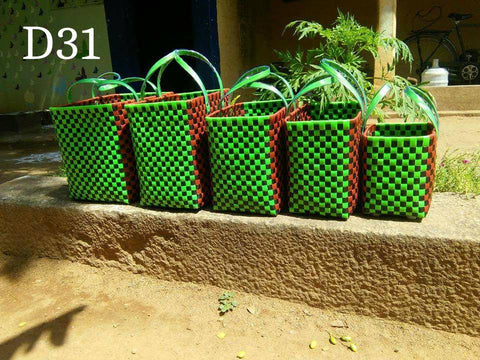 Sided Colours Plastic Basket Set of 5 Without Lid