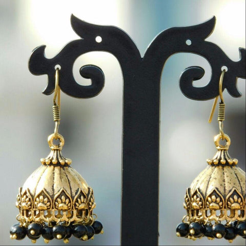 Simple Black Bead Drop Earring