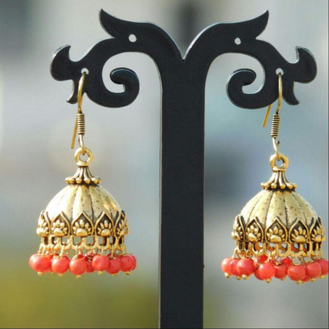 Simple Red Bead Drop Earring
