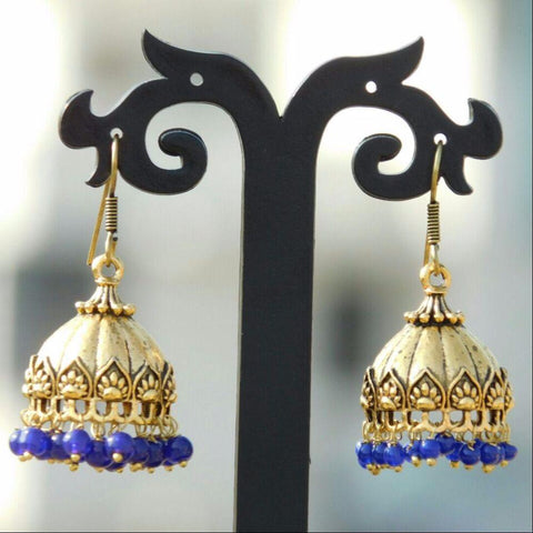 Simple Blue Bead Drop Earring