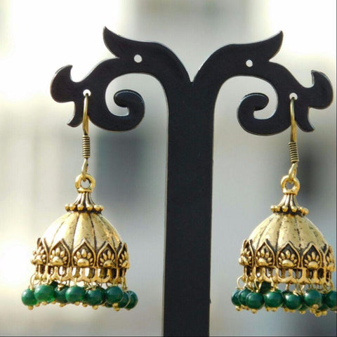 Simple Green Bead Drop Earring