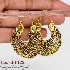 Golden Tone Bali Style Hoop Earring