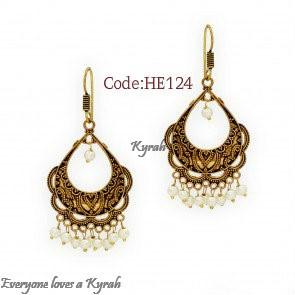 Long White Bead Drop Earring