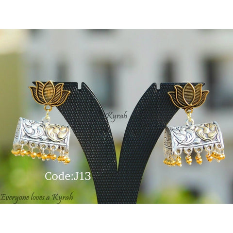 Dual Tone Lotus Jhumka