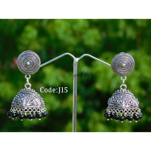 Beautiful Hut Shaped Black Beads Jhumka