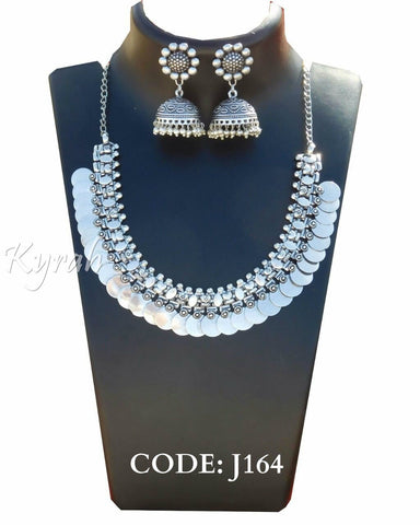 Handcrafted Coin Necklace with Earrings