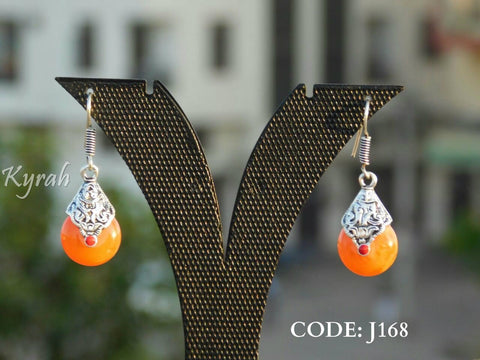 Big Orange Bead Drop Earring