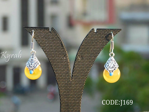 Big Yellow Bead Drop Earrin