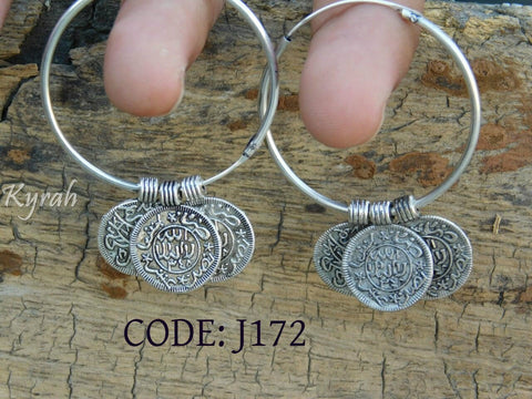 Three Coin Shapped Hoop Earring