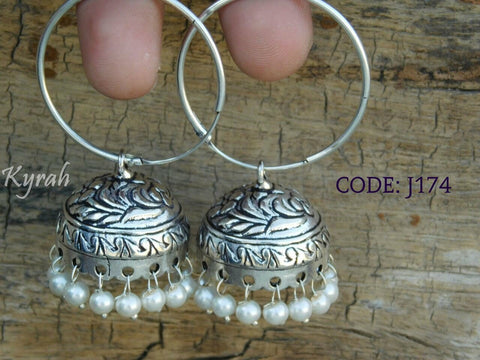 Embossed Jhumka Hoop Earring