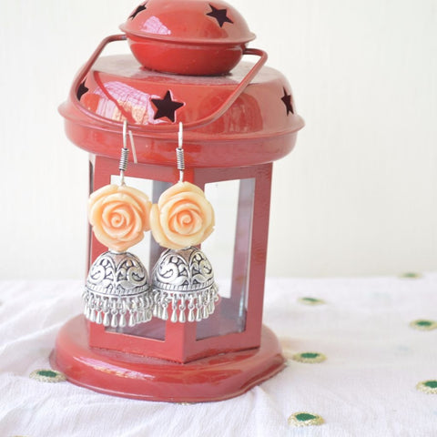 Rose Embossed Jhumka Drop Earring