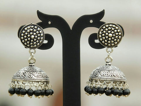 Classic Black Bead Jhumka