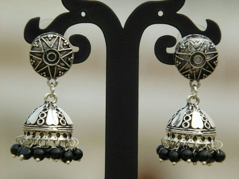 Tiny Black Bead Hut Jhumka