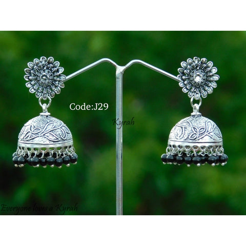 Flower Jhumka With Black Trims