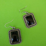 Designed Rectangle Border Drop Earring