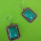 Designed Rectangle Border Drop Earring