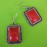 Designed Rectangle Border Drop Earring
