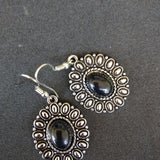 Flower Oval Border Drop Earring