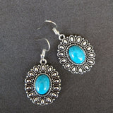 Flower Oval Border Drop Earring