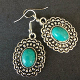 Designed Oval Border Drop Earring