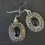 Designed Oval Border Drop Earring