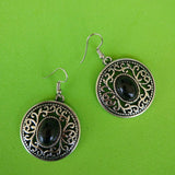 Round Intricate Design Border Drop Earring
