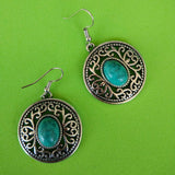 Round Intricate Design Border Drop Earring