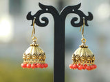 Golden Tone Umbrella Bead Drop Earring