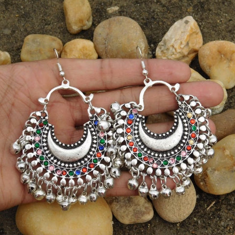 Oxidized Silver Afghani Tribal Earring