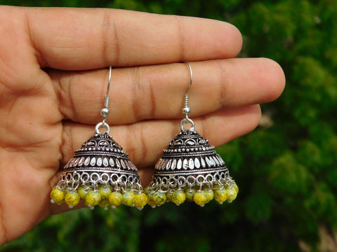 Yellow Bead Jhumka Drop