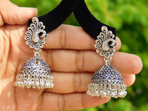 Intricate Design Peacock Jhumka