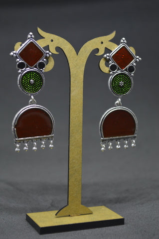 Afhgan 3 Step Big Jhumki Maroon Square