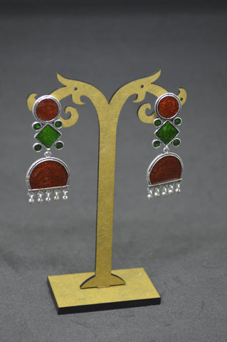Afhgan 3 Step Small Jhumki Maroon Circle