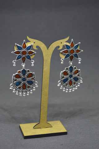 Afhgan Jhumki Big Blue Brown Glossy Finish