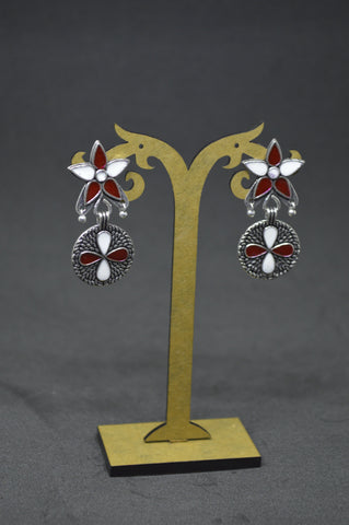 Afhgan Jhumki Small White Maroon