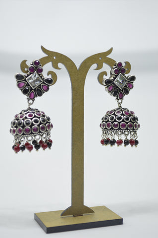 Afhgan Stone Jhumki Black & Red