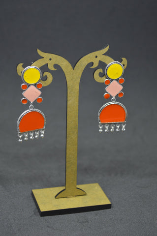 Afhgan 3 Step Small Jhumki Yellow Peach Orange