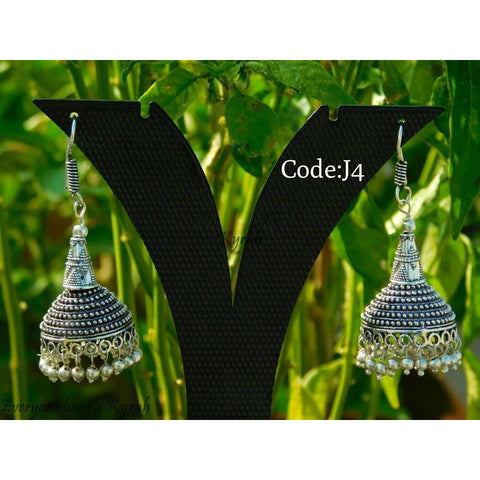 Cone Shaped Silver Oxidised Drop