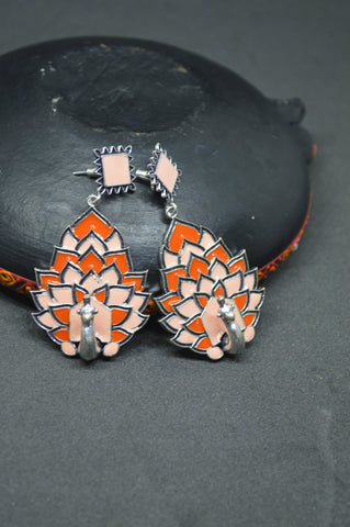 Afhgan Peacock Jhumki Orange Peach