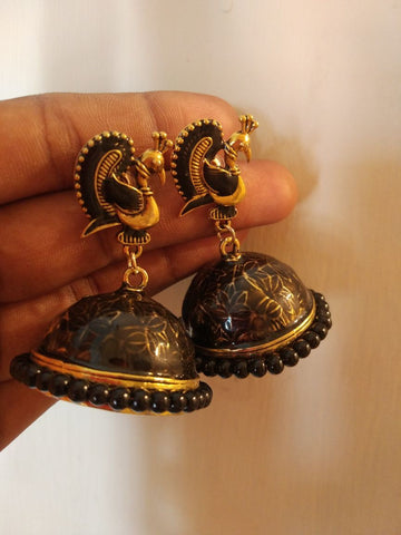 Black Enamel Jhumka