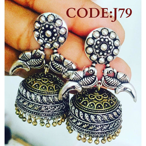Big Dual Tone Peacock Jhumka