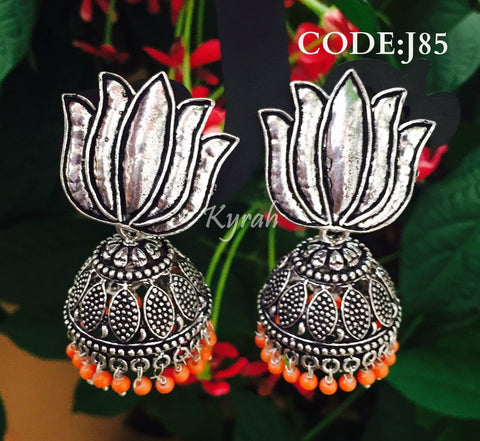 Big Lotus Orange Jhumka