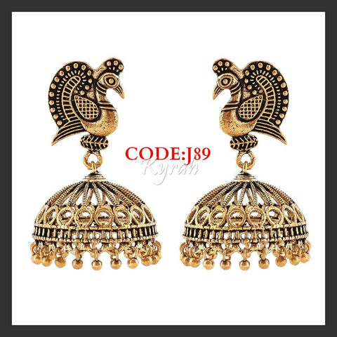 Golden Peacock Jhumka
