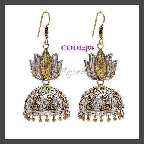 Dual Tone Lotus Drop Jhumka