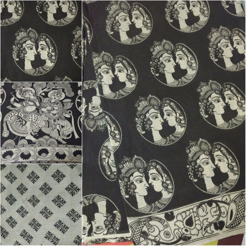 Raja Rani Kalamkari Faces Saree