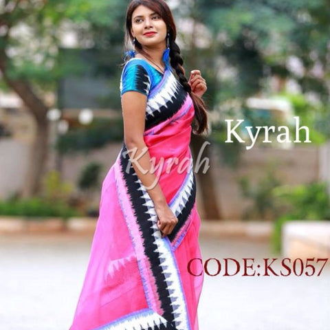 Mesmerizing Pink and Black Beautiful Kota Saree