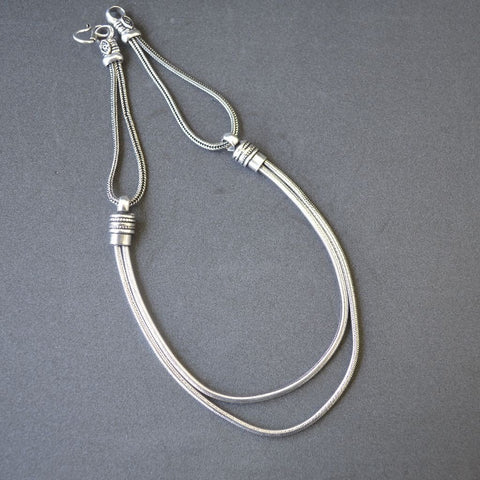 Two Layer Silver Oxidised Chain