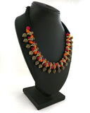 Real Kohlapuri Thread Necklace-OrangePink